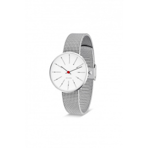Hodinky ARNE JACOBSEN BANKERS WHITE DIAL, MESH BAND, SILVER